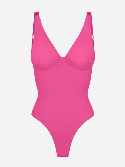 Deep V Neck Tummy Control Shapewear Bodysuit