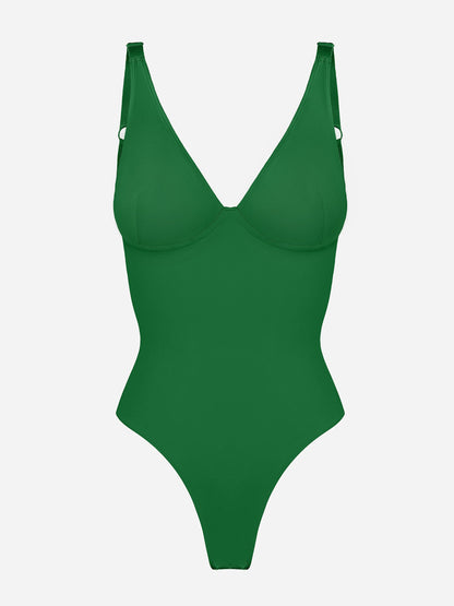 Deep V Neck Tummy Control Shapewear Bodysuit