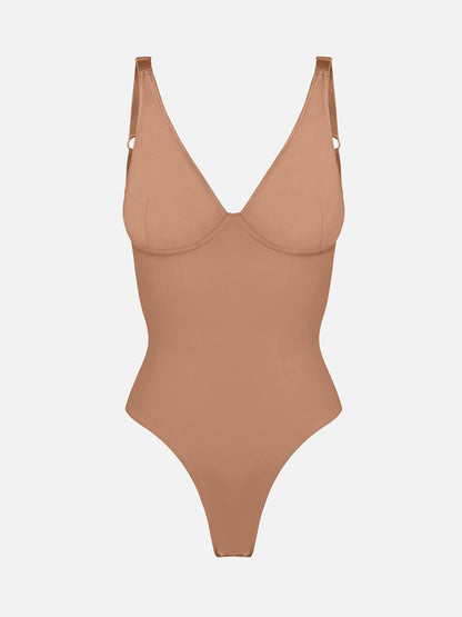 Deep V Neck Tummy Control Shapewear Bodysuit