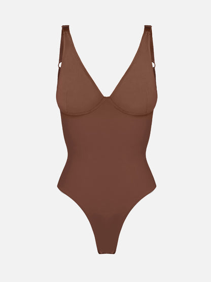 Deep V Neck Tummy Control Shapewear Bodysuit