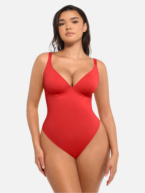 Deep V Neck Tummy Control Shapewear Bodysuit