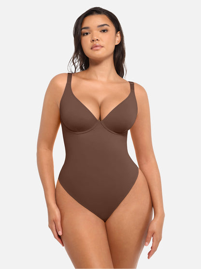 Deep V Neck Tummy Control Shapewear Bodysuit
