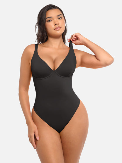 Deep V Neck Tummy Control Shapewear Bodysuit