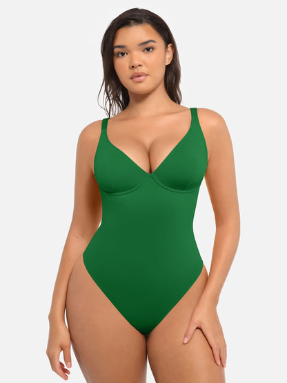 Deep V Neck Tummy Control Shapewear Bodysuit