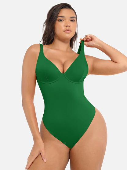 Deep V Neck Tummy Control Shapewear Bodysuit