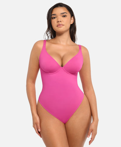 Deep V Neck Tummy Control Shapewear Bodysuit
