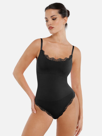Lace Tight-Fit Seamless Thong Shapewear Bodysuit