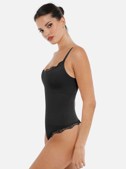 Lace Tight-Fit Seamless Thong Shapewear Bodysuit