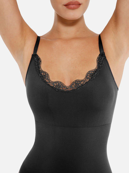 Lace Tight-Fit Seamless Thong Shapewear Bodysuit