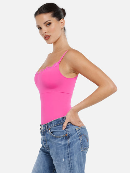 Lace Tight-Fit Seamless Thong Shapewear Bodysuit