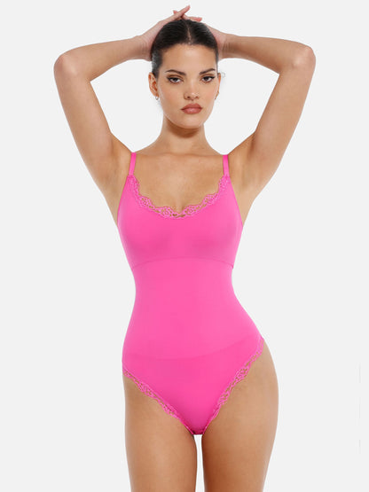 Lace Tight-Fit Seamless Thong Shapewear Bodysuit
