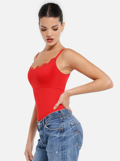 Lace Tight-Fit Seamless Thong Shapewear Bodysuit