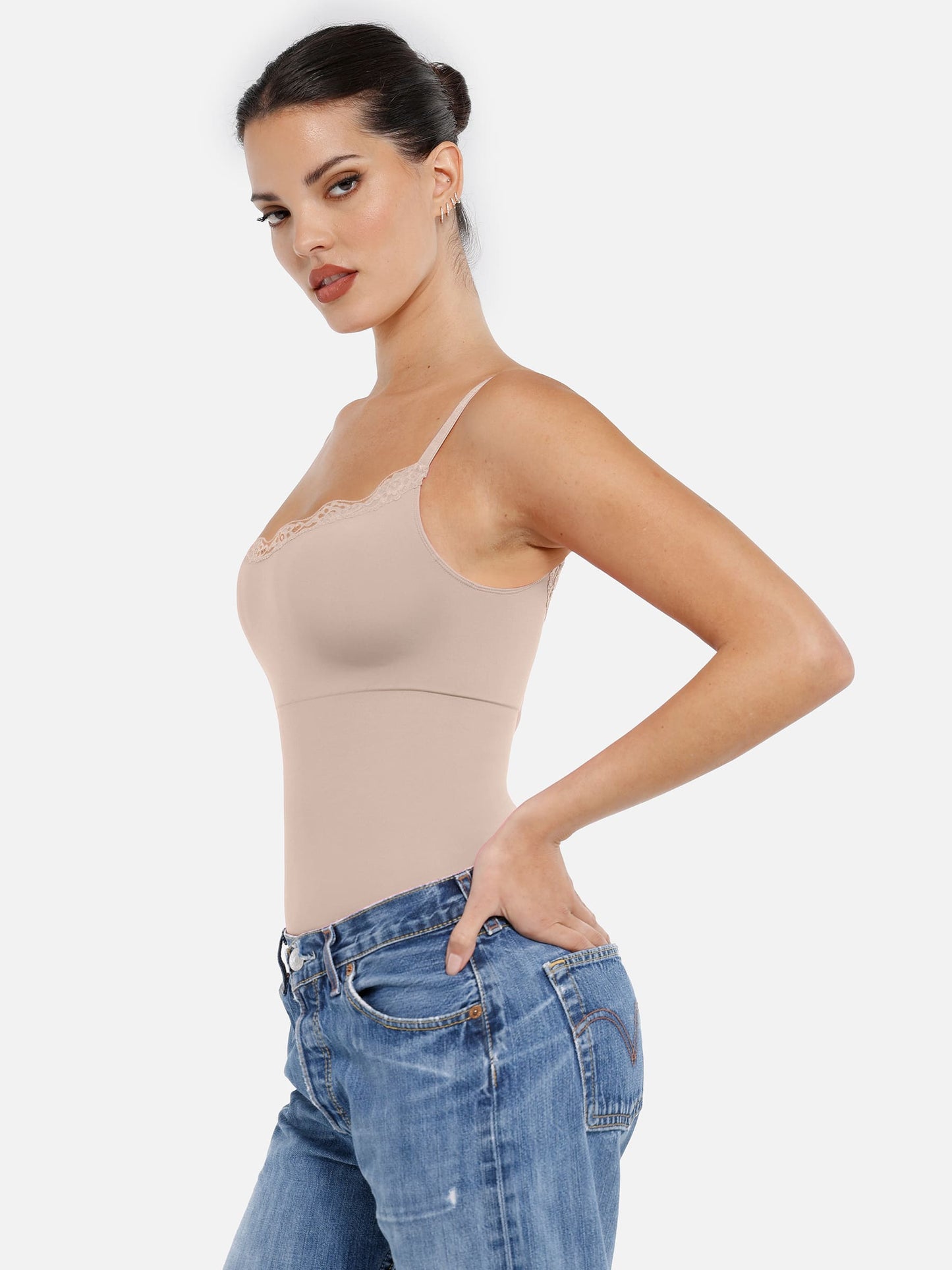 Lace Tight-Fit Seamless Thong Shapewear Bodysuit