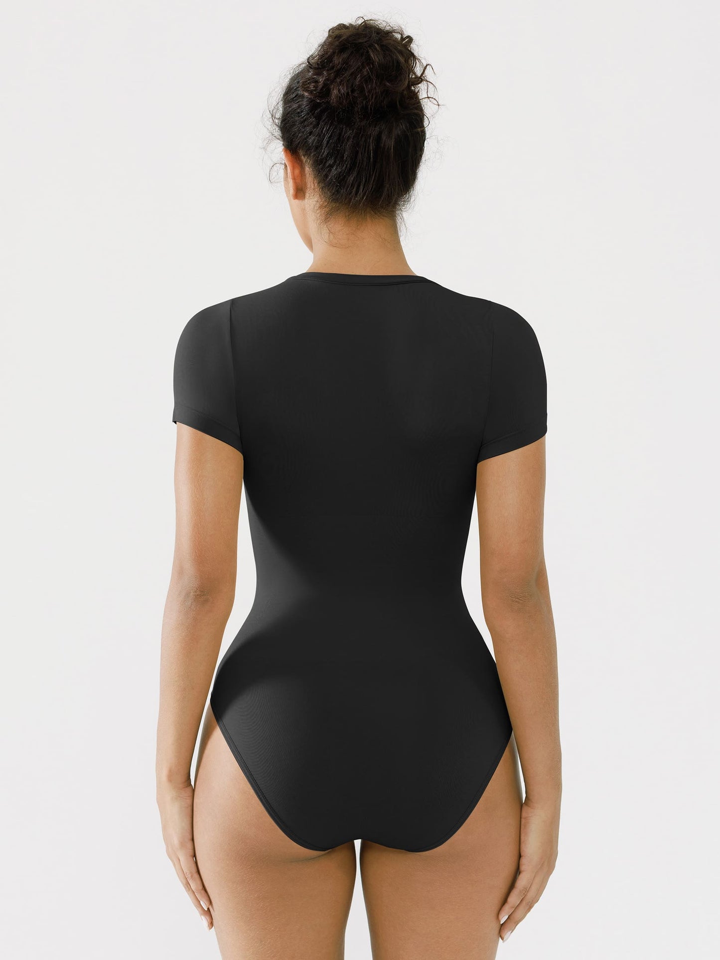 Seamless Bodysuit Smooth Soft Fabric Crew Neck Short Sleeve