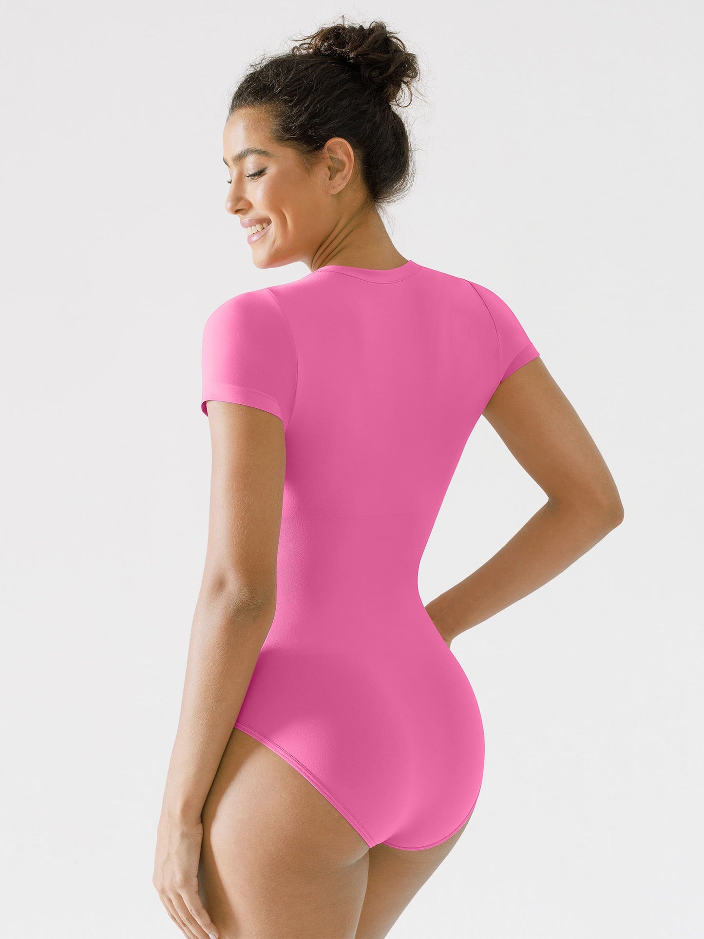 Seamless Bodysuit Smooth Soft Fabric Crew Neck Short Sleeve