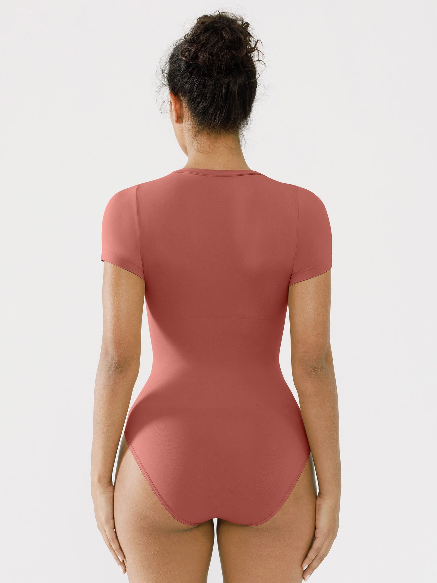 Seamless Bodysuit Smooth Soft Fabric Crew Neck Short Sleeve