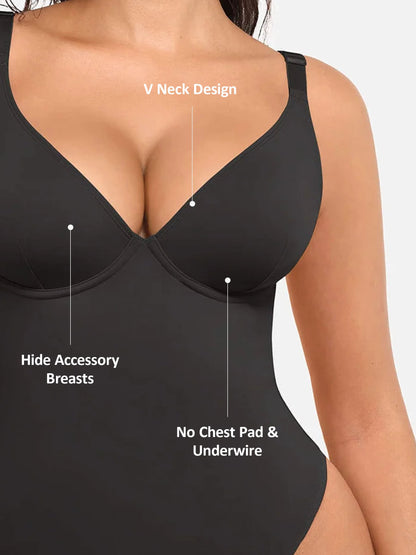 Deep V Neck Tummy Control Shapewear Bodysuit