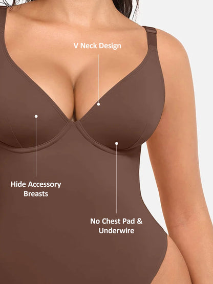 Deep V Neck Tummy Control Shapewear Bodysuit