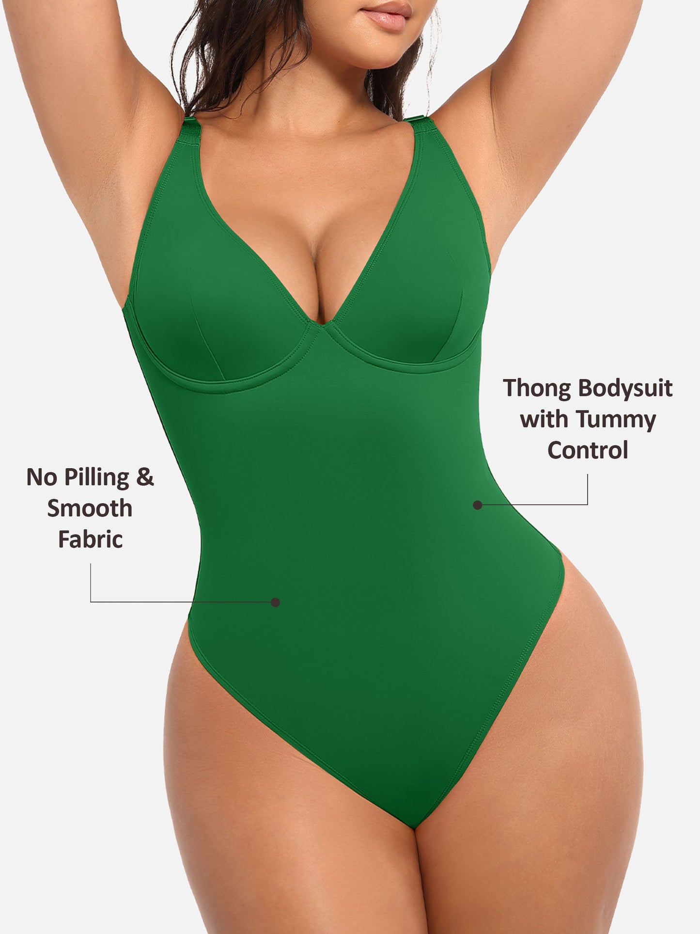 Deep V Neck Tummy Control Shapewear Bodysuit