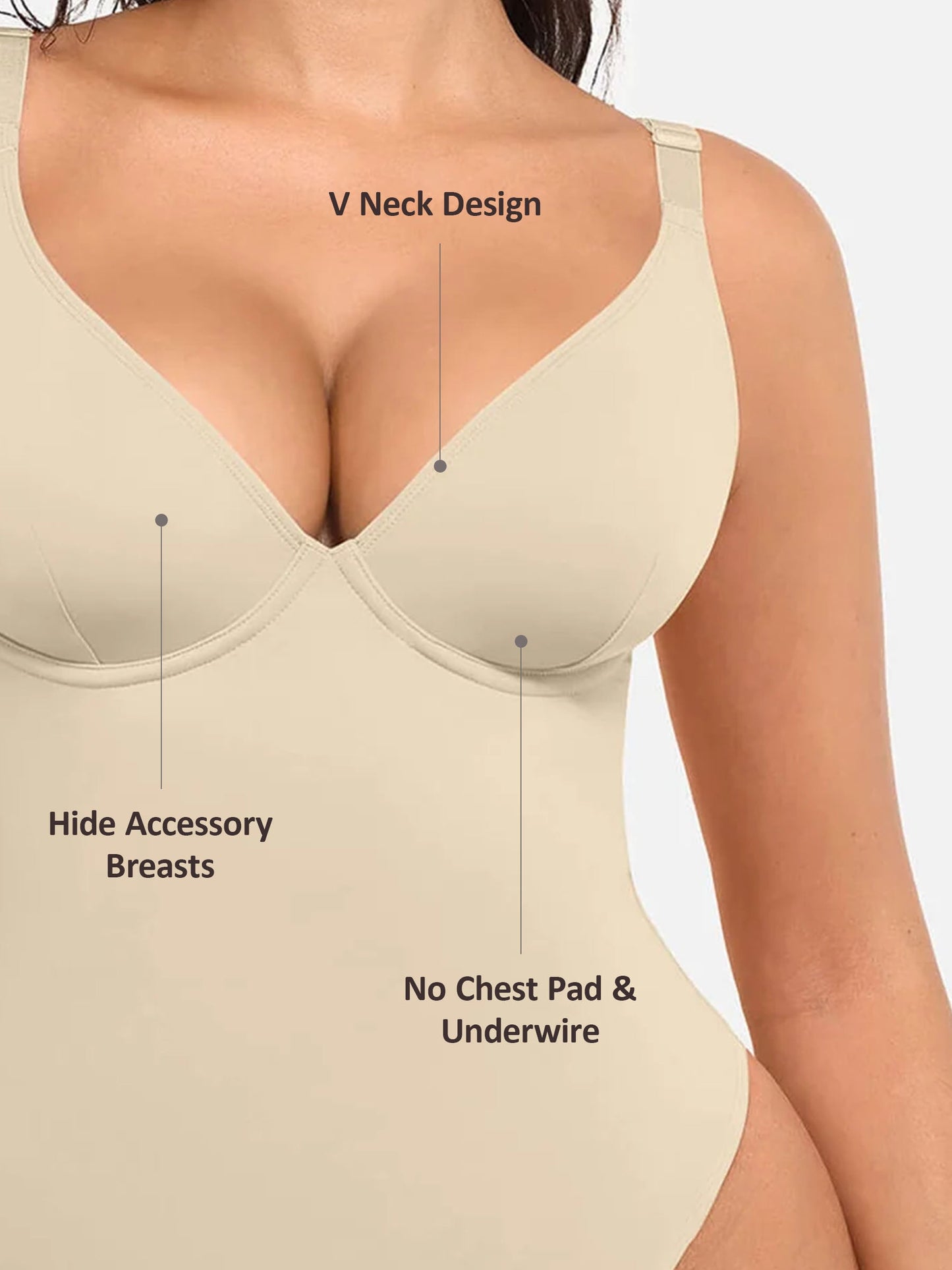 Deep V Neck Tummy Control Shapewear Bodysuit