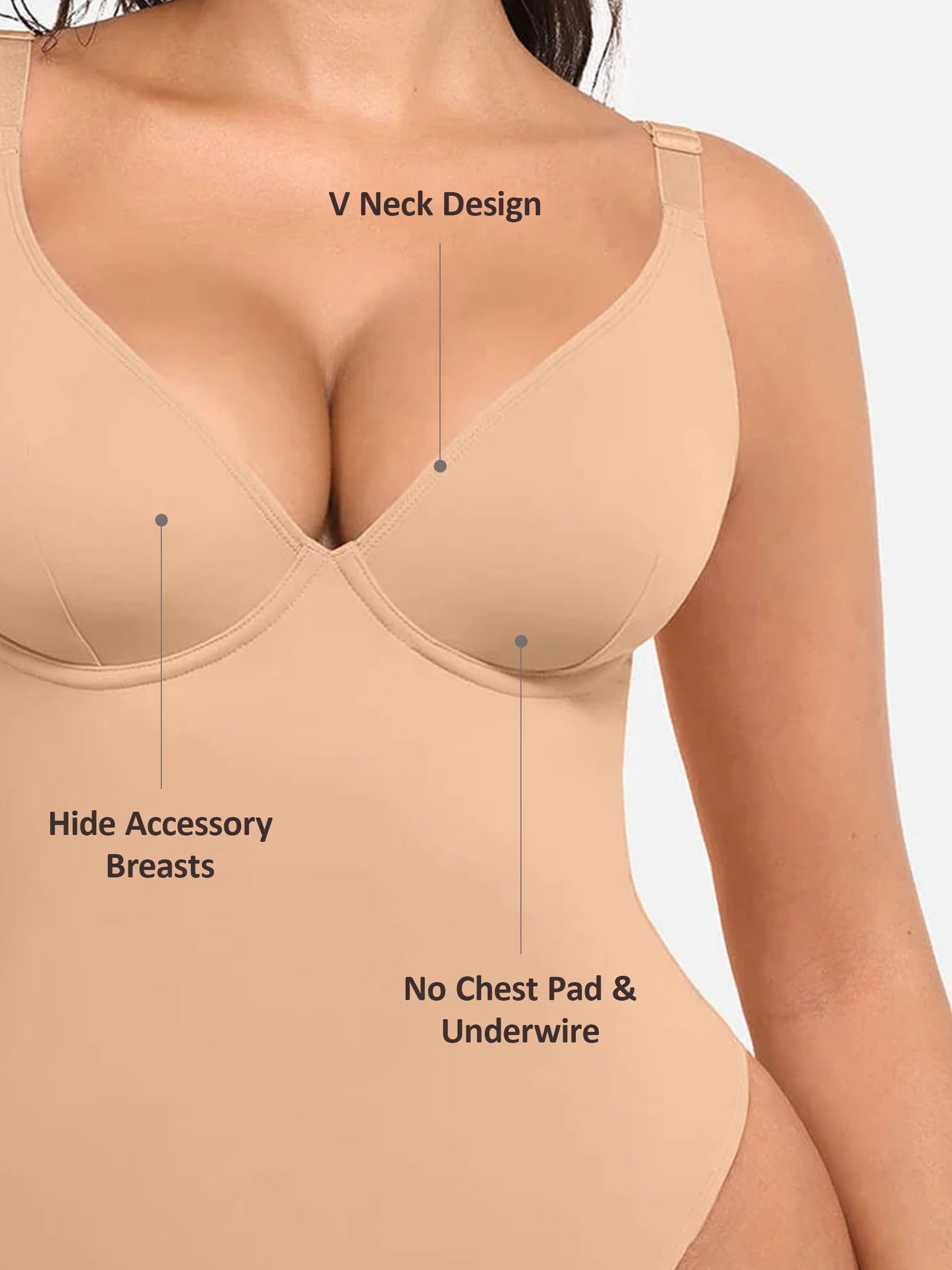 Deep V Neck Tummy Control Shapewear Bodysuit