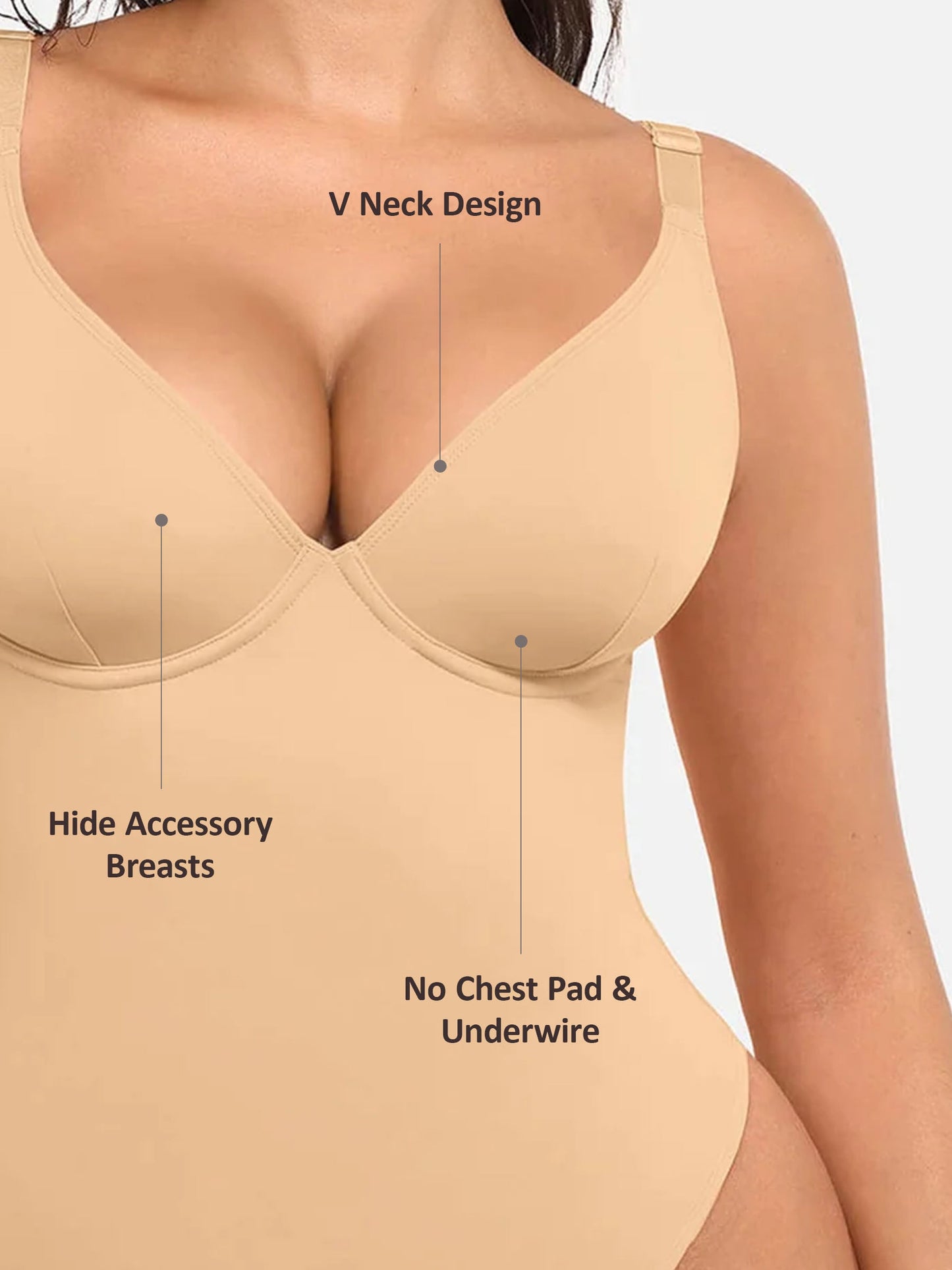 Deep V Neck Tummy Control Shapewear Bodysuit