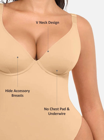 Deep V Neck Tummy Control Shapewear Bodysuit