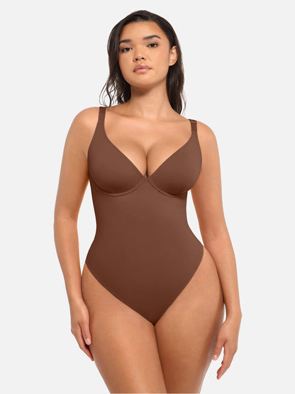Deep V Neck Tummy Control Shapewear Bodysuit