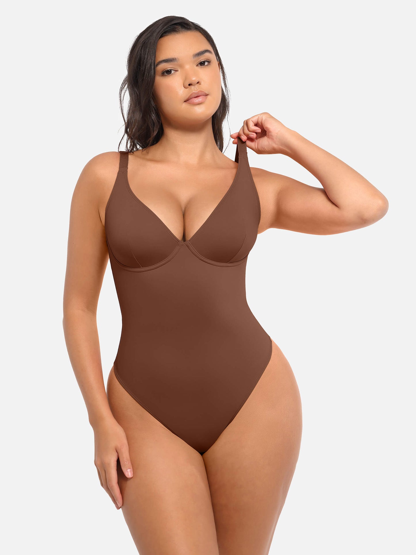 Deep V Neck Tummy Control Shapewear Bodysuit