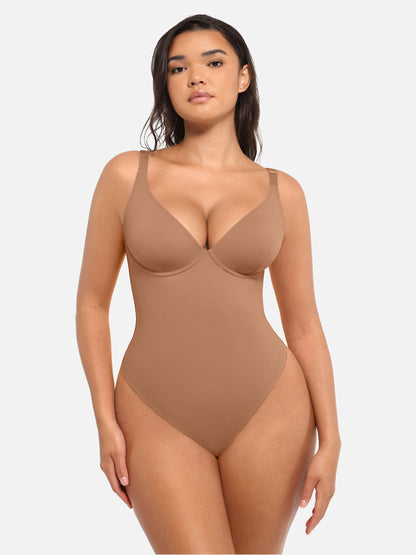 Deep V Neck Tummy Control Shapewear Bodysuit