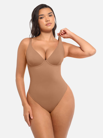 Deep V Neck Tummy Control Shapewear Bodysuit