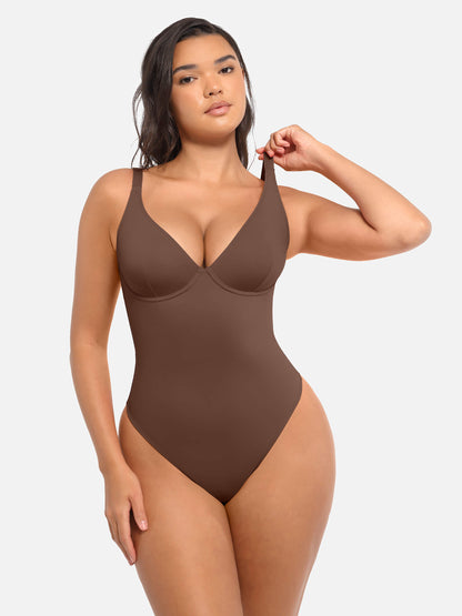 Deep V Neck Tummy Control Shapewear Bodysuit