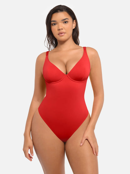 Deep V Neck Tummy Control Shapewear Bodysuit