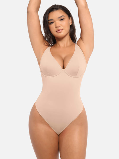 Deep V Neck Tummy Control Shapewear Bodysuit