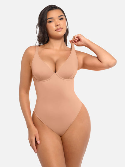 Deep V Neck Tummy Control Shapewear Bodysuit