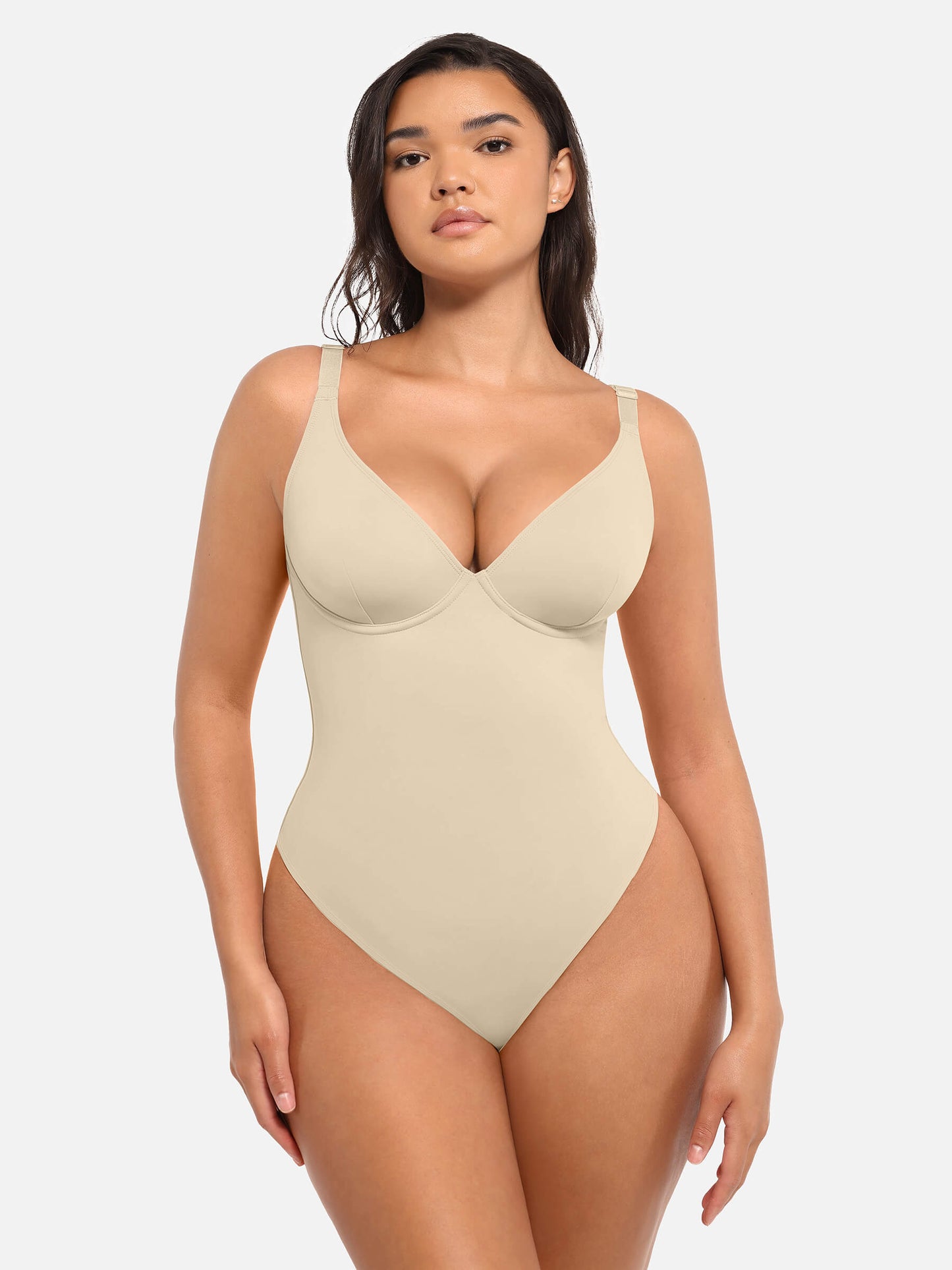 Deep V Neck Tummy Control Shapewear Bodysuit