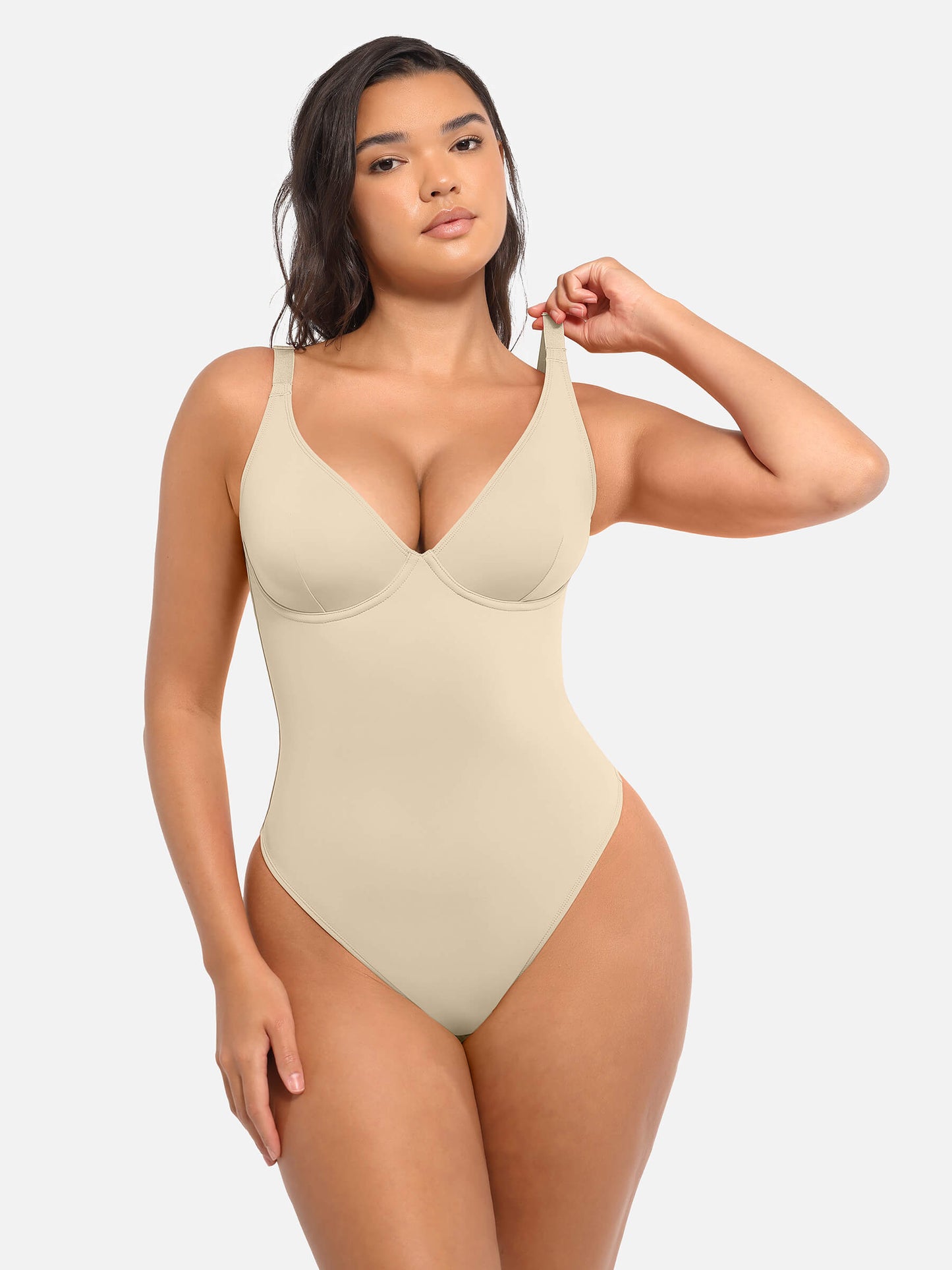 Deep V Neck Tummy Control Shapewear Bodysuit