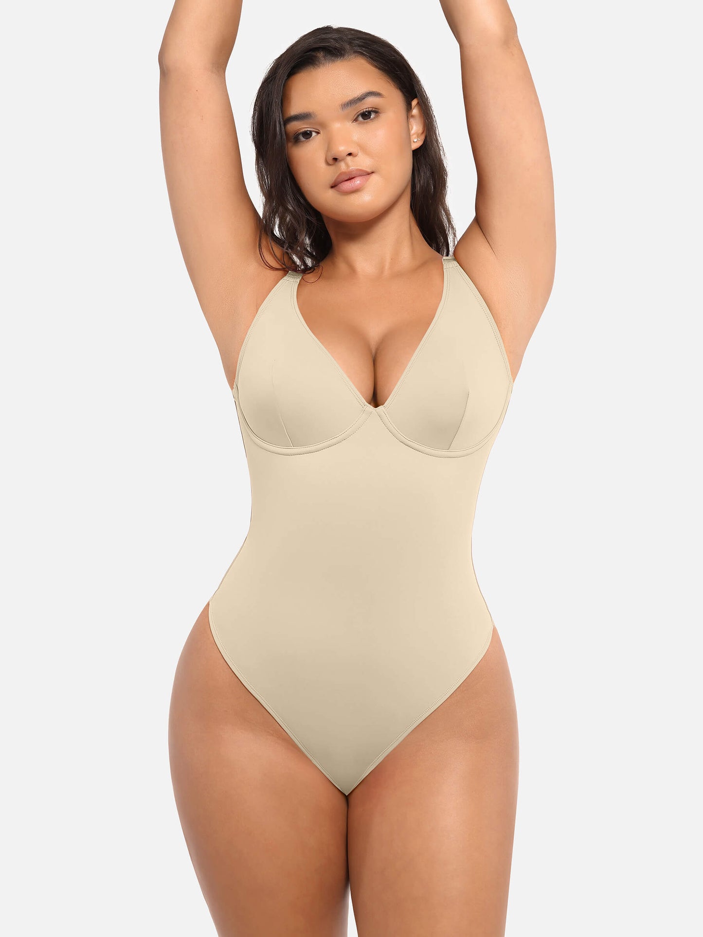 Deep V Neck Tummy Control Shapewear Bodysuit