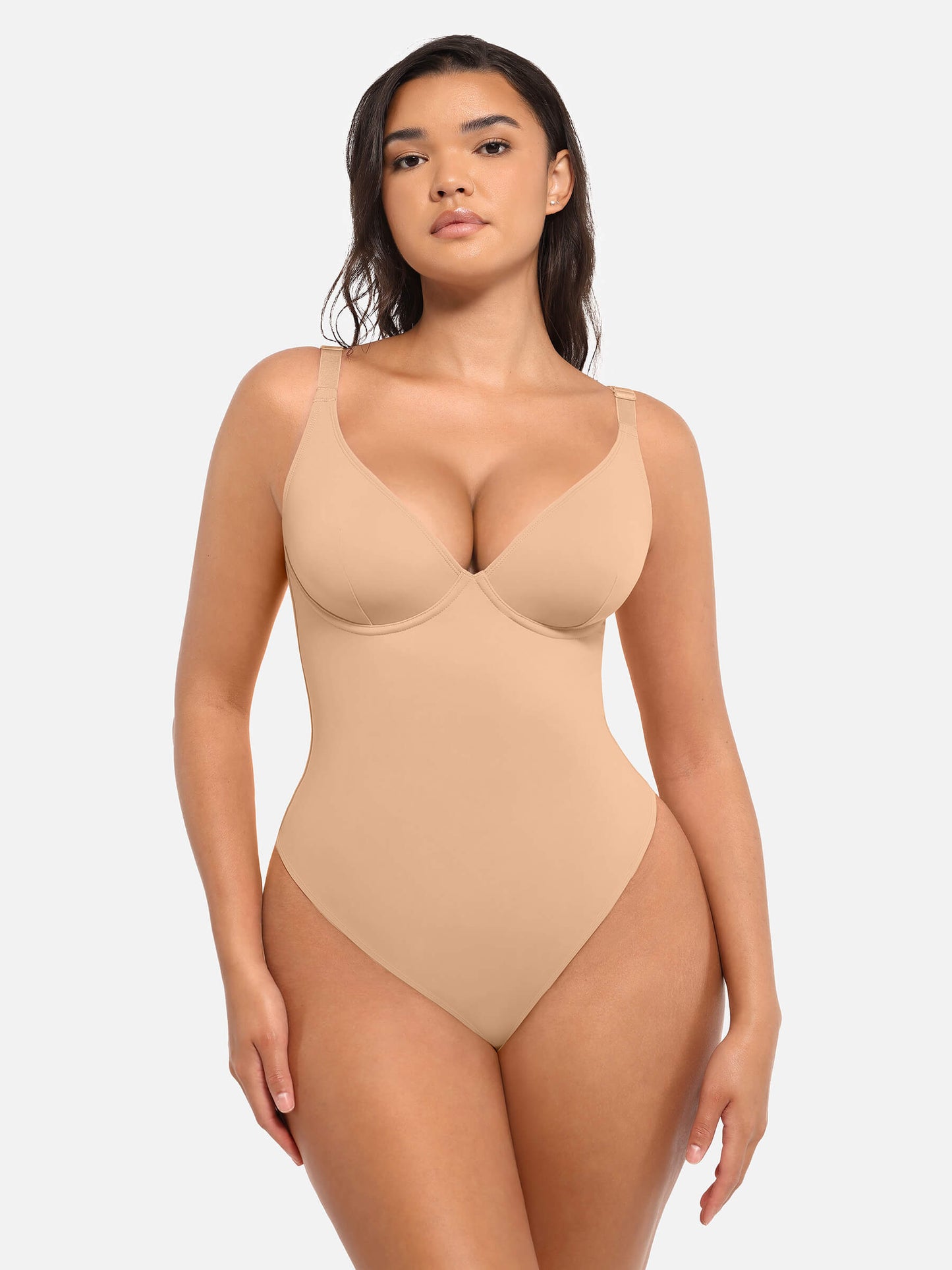 Deep V Neck Tummy Control Shapewear Bodysuit