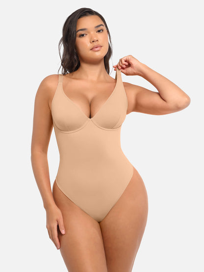 Deep V Neck Tummy Control Shapewear Bodysuit
