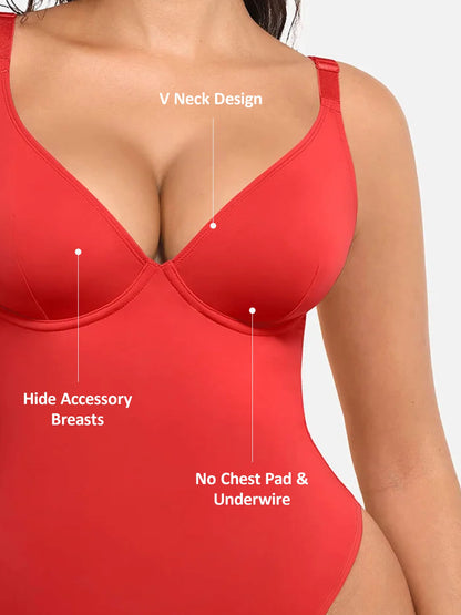 Deep V Neck Tummy Control Shapewear Bodysuit