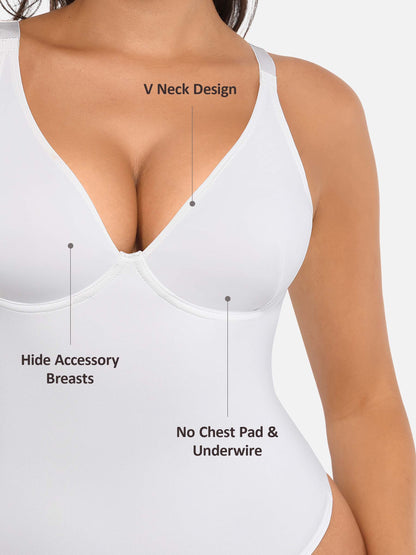 Deep V Neck Tummy Control Shapewear Bodysuit