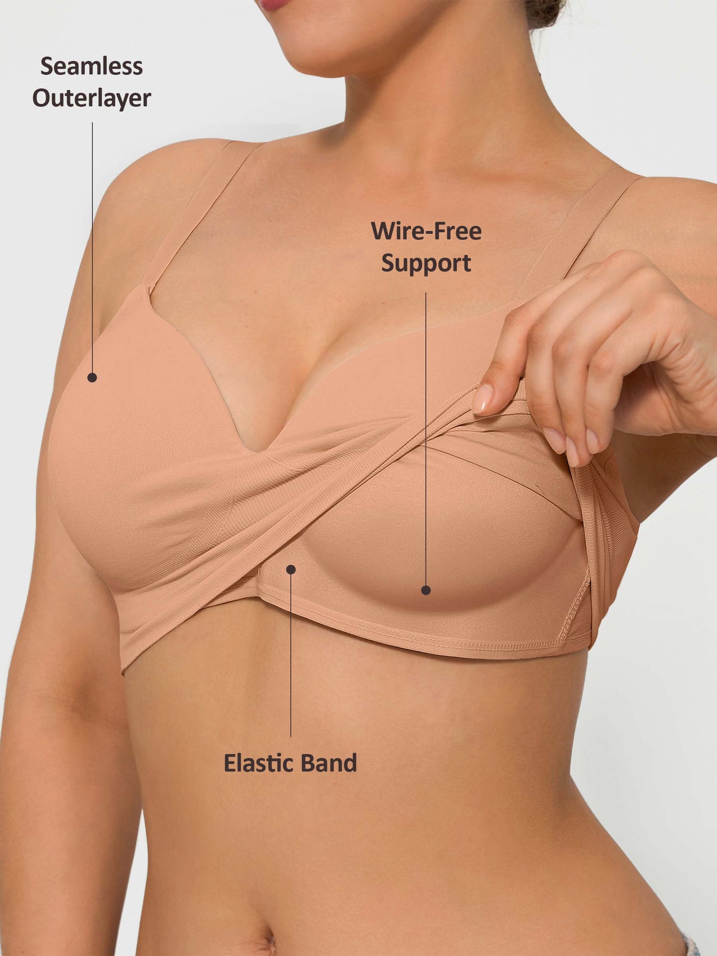 Wireless Seamless Push-Up V-neck Bra