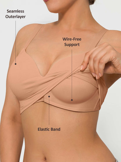 Wireless Seamless Push-Up V-neck Bra