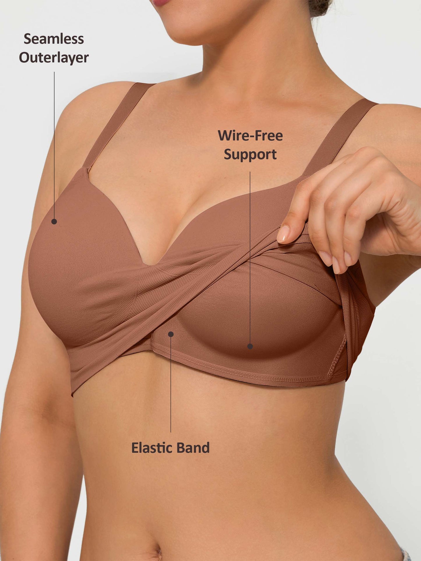 Wireless Seamless Push-Up V-neck Bra