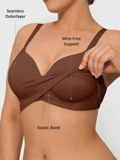 Wireless Seamless Push-Up V-neck Bra