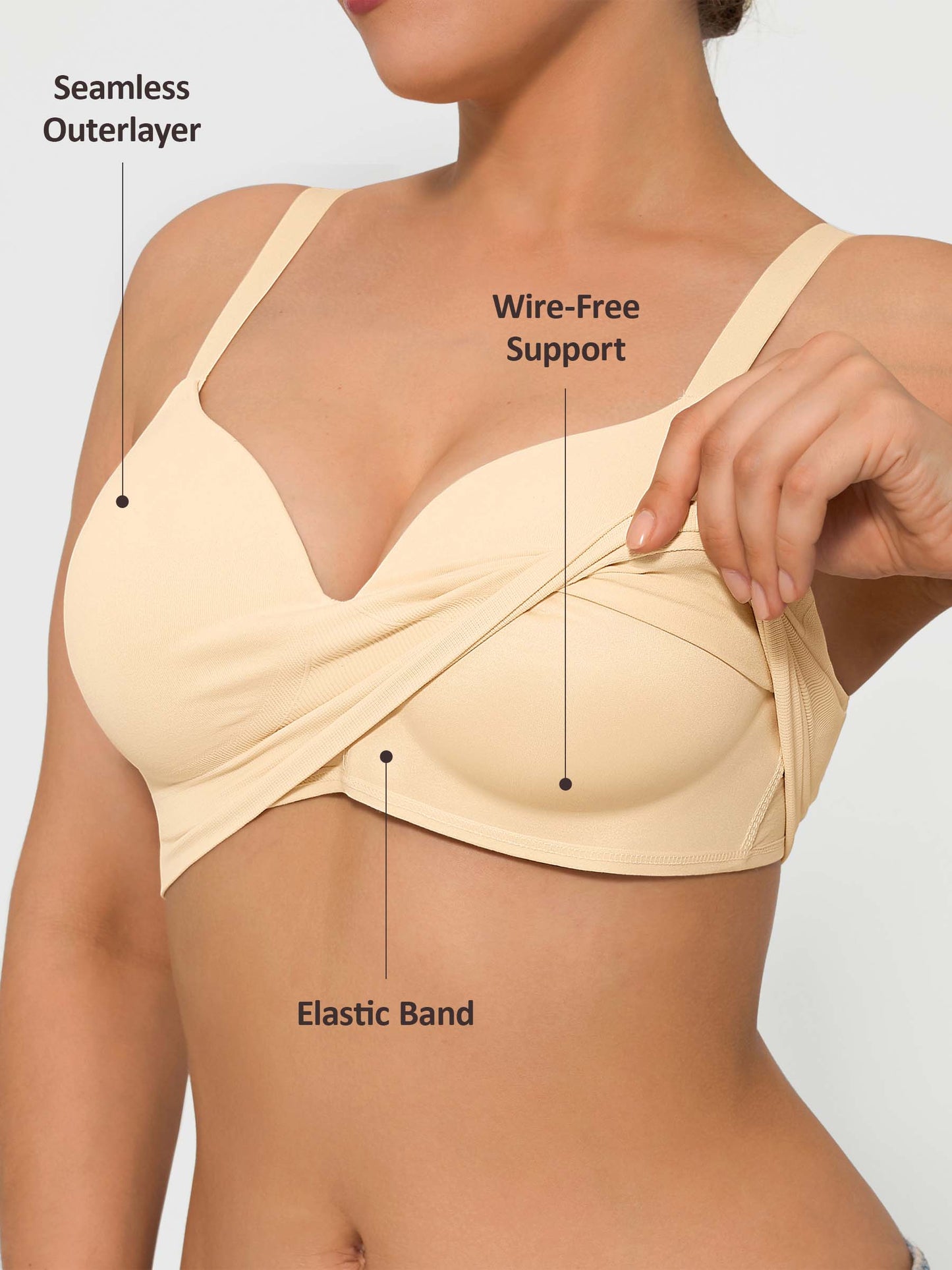 Wireless Seamless Push-Up V-neck Bra