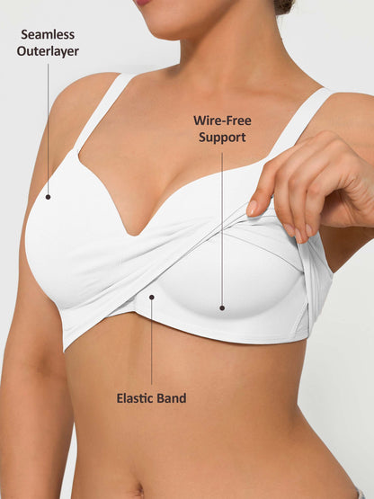 Wireless Seamless Push-Up V-neck Bra