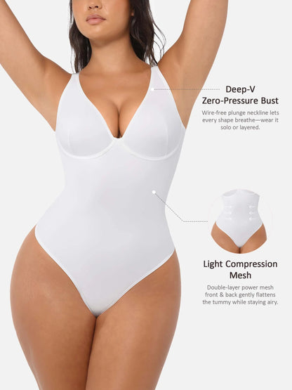 Deep V Neck Tummy Control Shapewear Bodysuit
