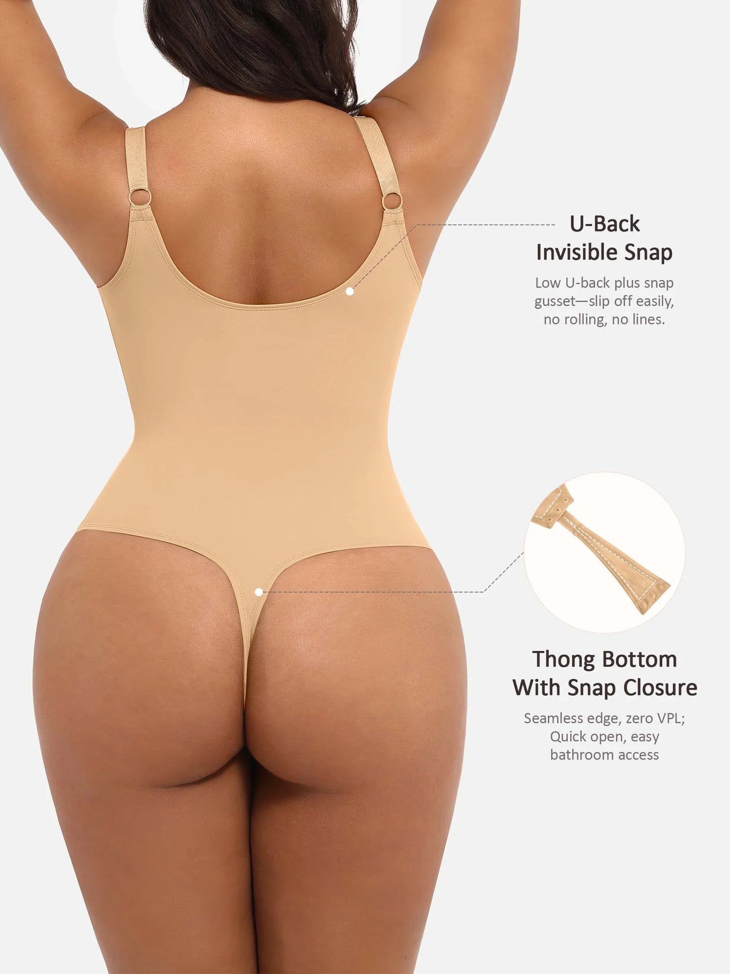 Deep V Neck Tummy Control Shapewear Bodysuit